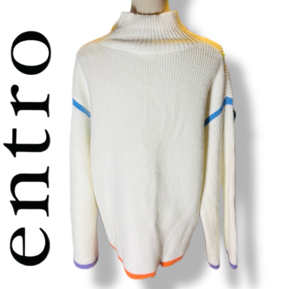 Entro "Calling On You" Ecru Half Zip Sweater - Size Medium - EUC - Picture 4 of 8